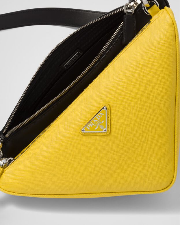 Saffiano leather and leather shoulder bag, , hi-res