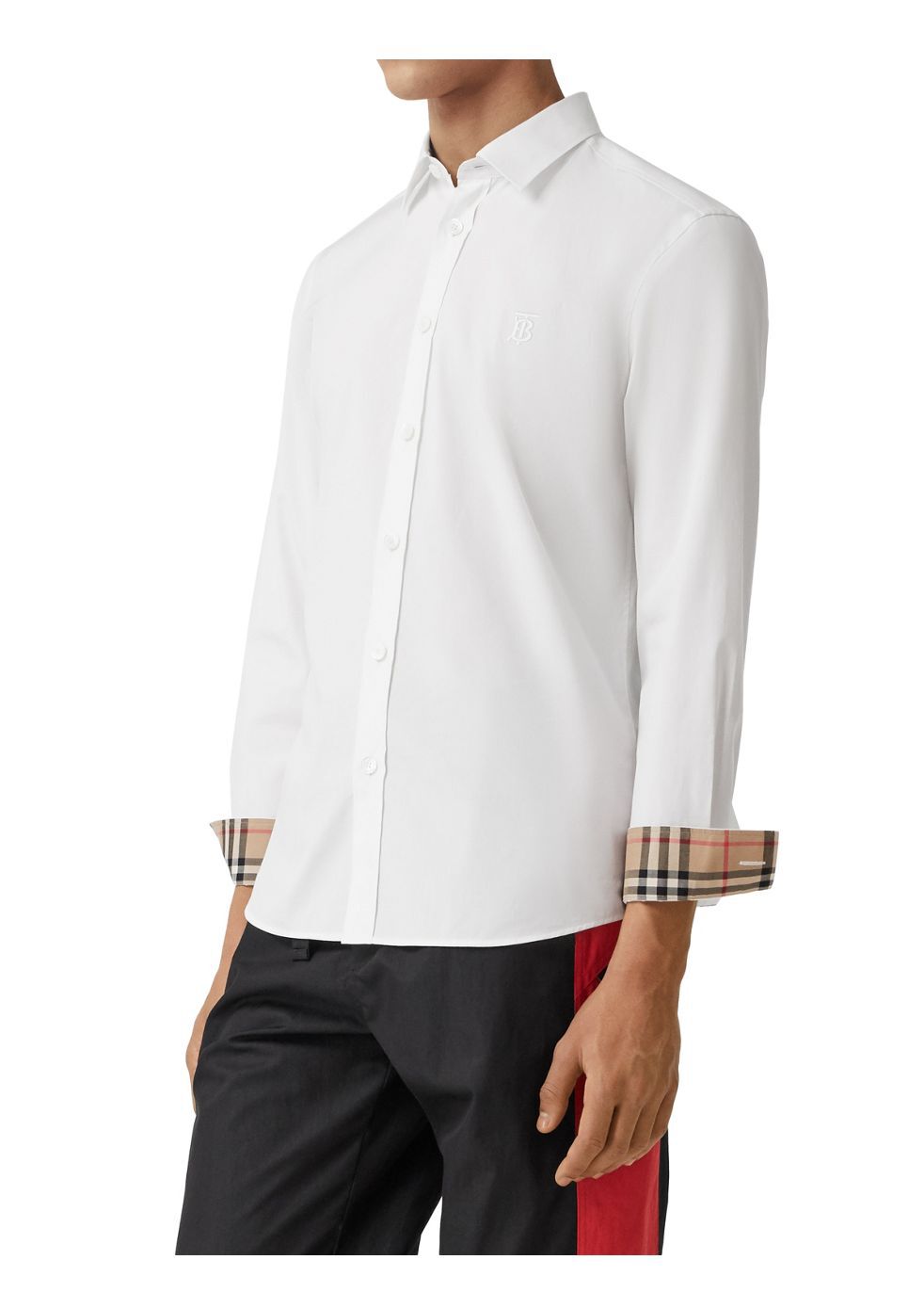 Burberry Slim Fit Monogram Motif Stretch Cotton Poplin Shirt Tops |  Heathrow Boutique