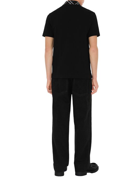 Check Collar Cotton Polo Shirt, , hi-res