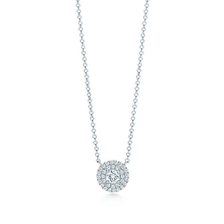 Tiffany Soleste pendant in platinum with round brilliant diamonds., , hi-res