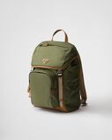 Re-Nylon and leather backpack, , hi-res