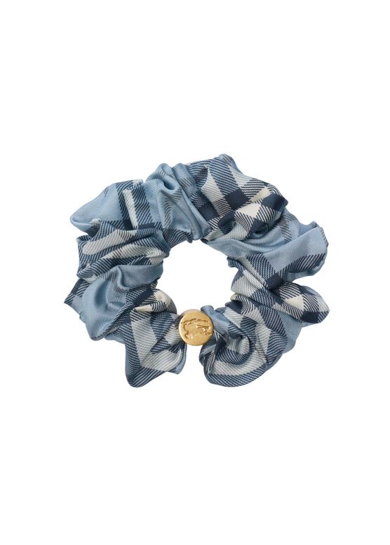 Check Silk Scrunchie, , hi-res