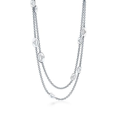 Return to Tiffany™ oval tag station necklace in sterling silver, 55".