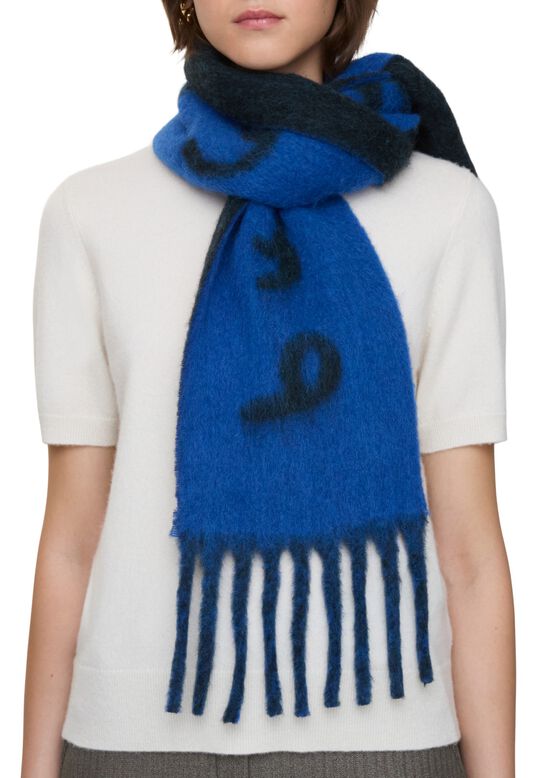 Reversible Logo Alpaca Wool Blend Scarf, , hi-res