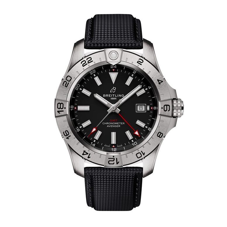 Avenger Automatic GMT 44mm Mens Watch Black Leather, , hi-res