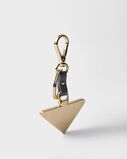 Saffiano leather and metal keychain, , hi-res