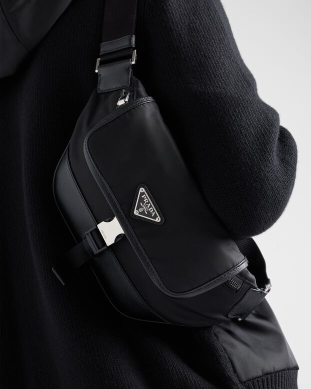 Re-Nylon and Saffiano leather shoulder bag, , hi-res