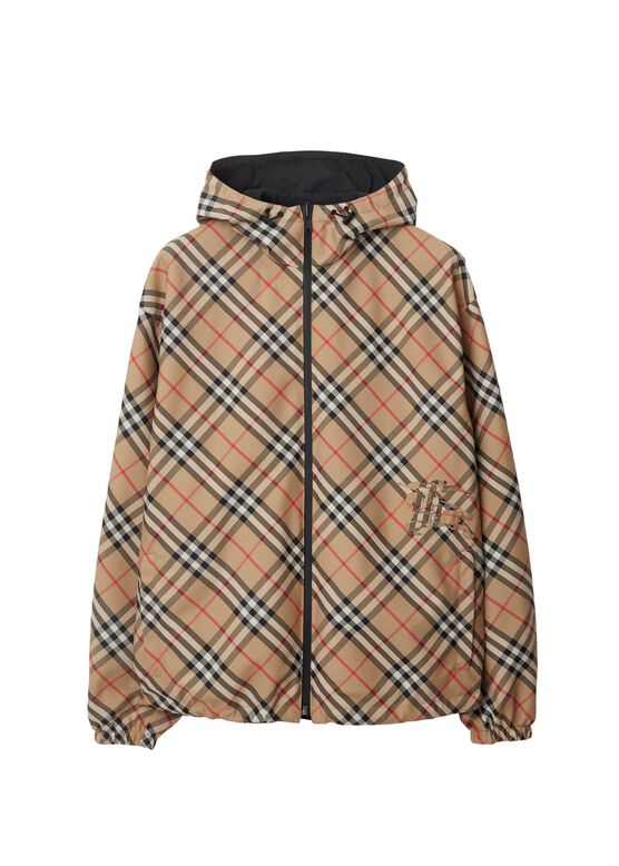 Reversible Check Hooded Jacket, , hi-res