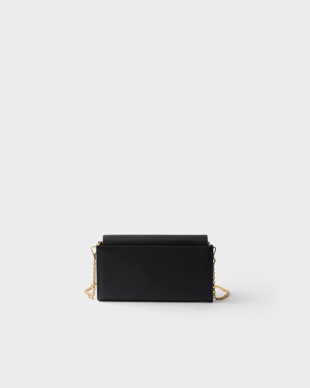 Saffiano leather wallet with shoulder strap, , hi-res