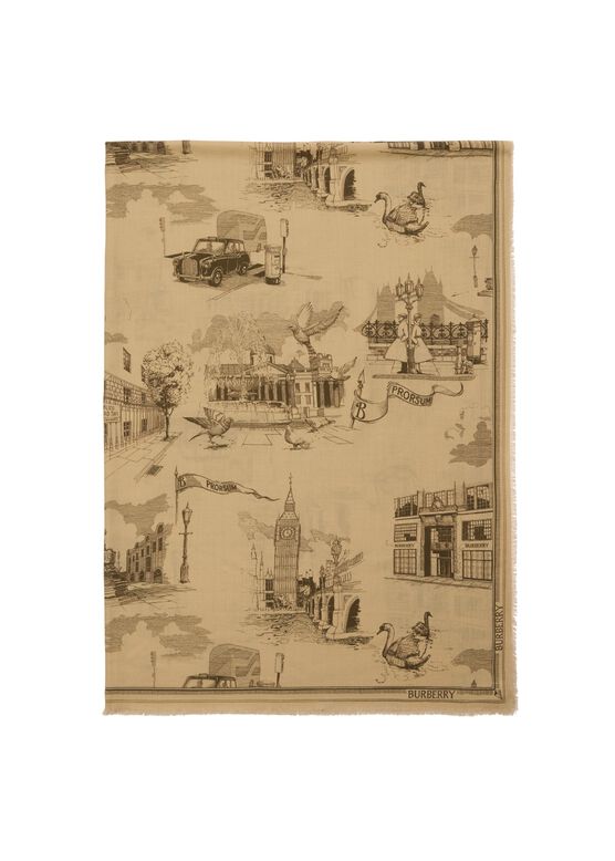 London Landmarks Wool Silk Scarf, , hi-res