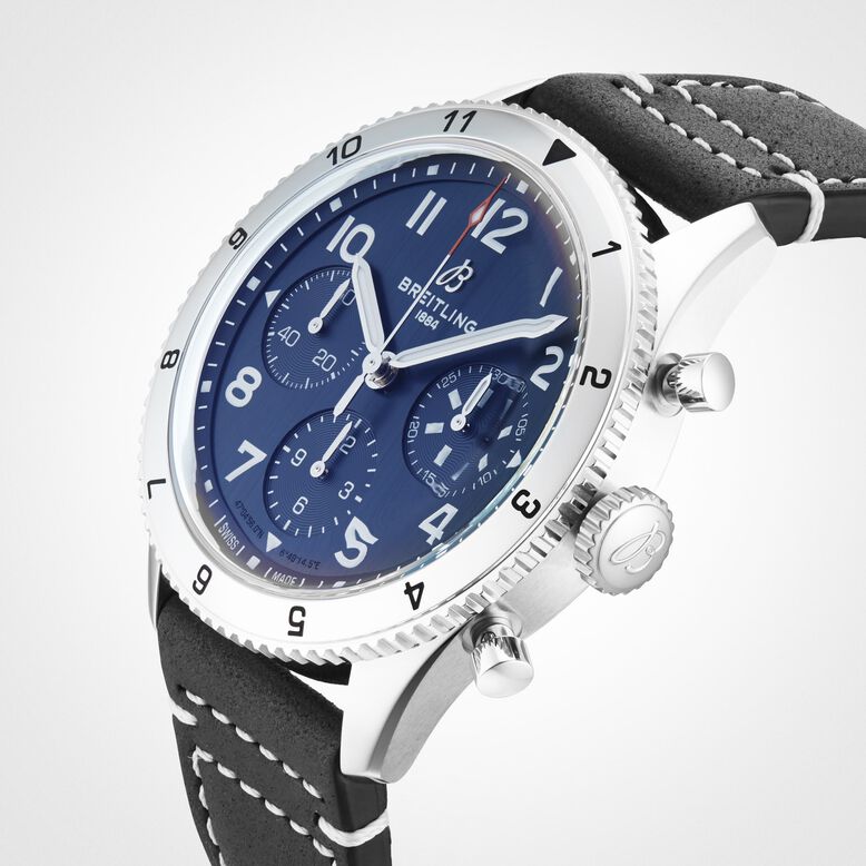 Classic AVI Chronograph 42 Tribute to Vought F4U Corsair Leather Strap Watch, , hi-res
