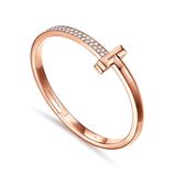 Tiffany T T1 Hinged Bangle in Rose Gold, Wide, , hi-res