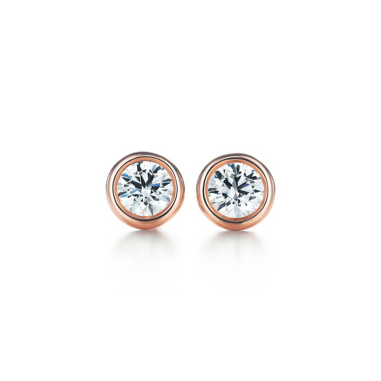 Elsa Peretti&reg; Diamonds by the Yard&reg; earrings in 18k rose gold. - Size .14, , hi-res