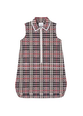 Chequerboard Stretch Cotton Zip-front Dress