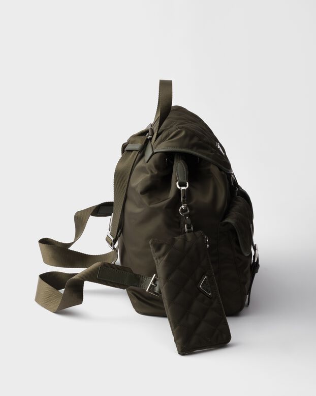 Medium quilted Re-Nylon backpack with Saffiano leather trim, , hi-res