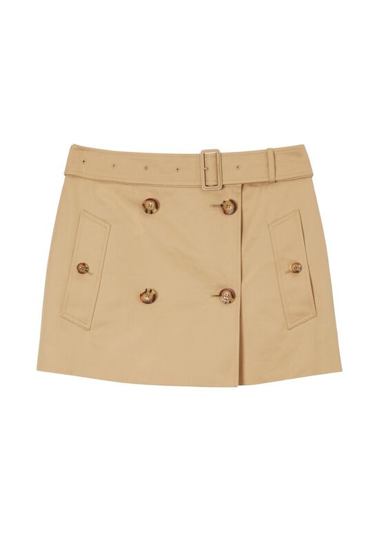 Cotton Gabardine Mini Trench Skirt, , hi-res