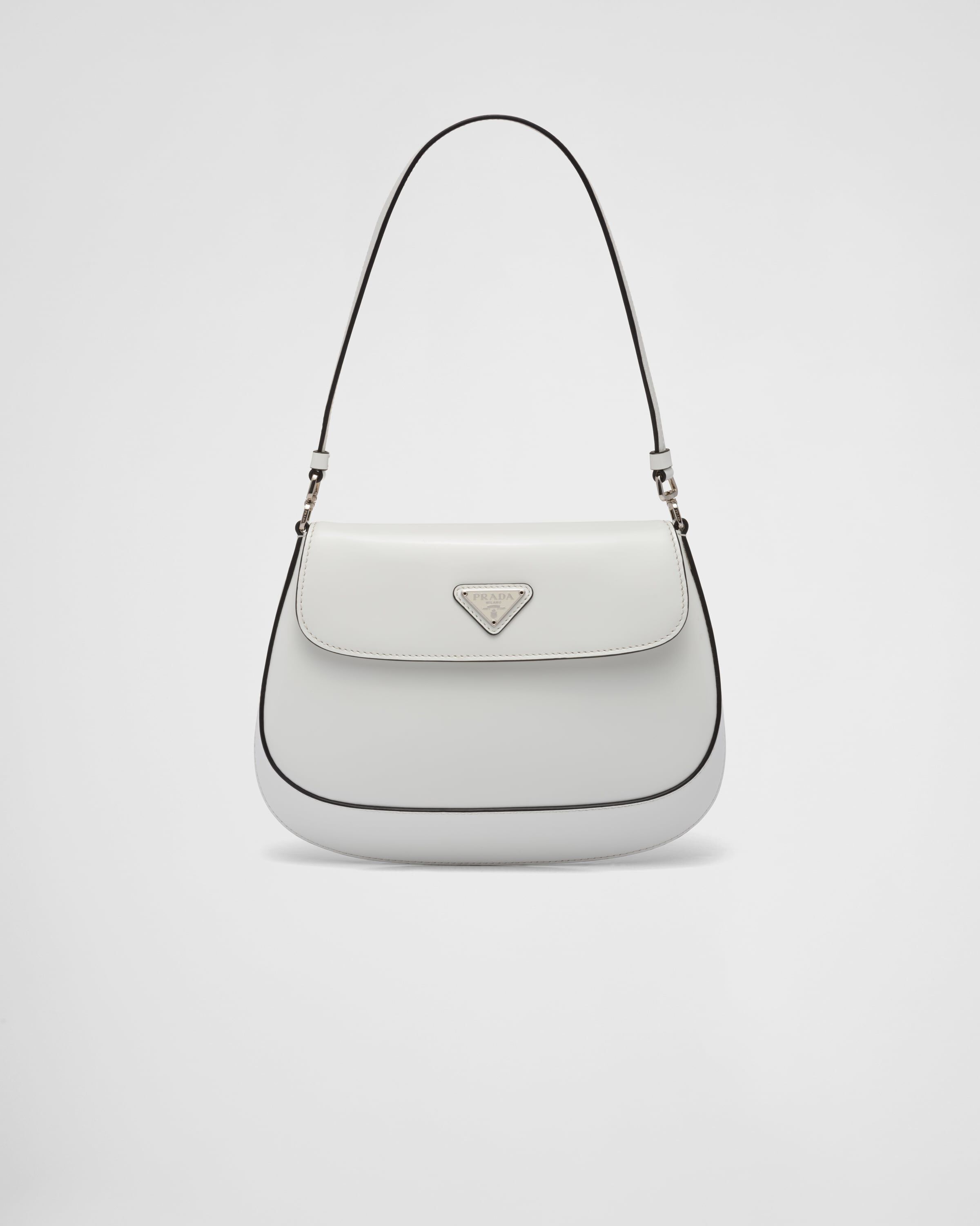 Small Prada Cleo brushed leather shoulder bag with flap