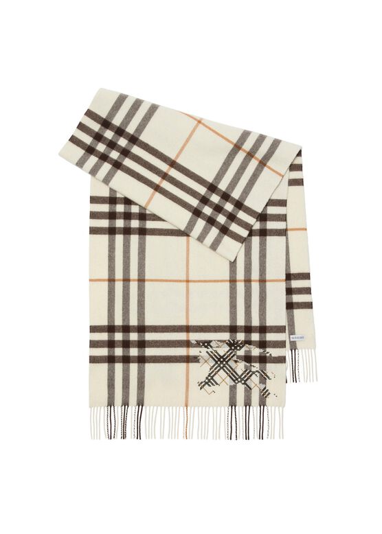 Wide Cross Stitch EKD Check Cashmere Scarf, , hi-res