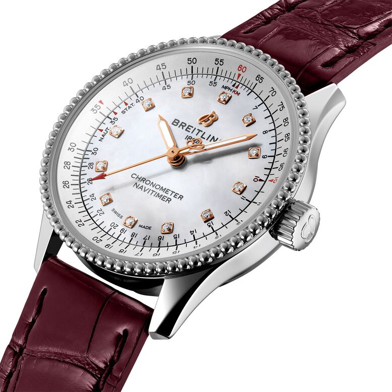 Navitimer Automatic 35 Leather Strap Watch, , hi-res