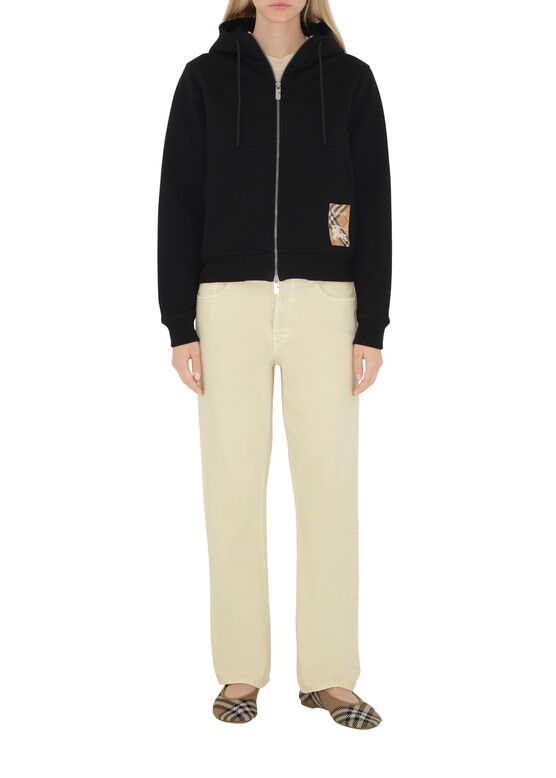 Check Label Cotton Zip Hoodie, , hi-res