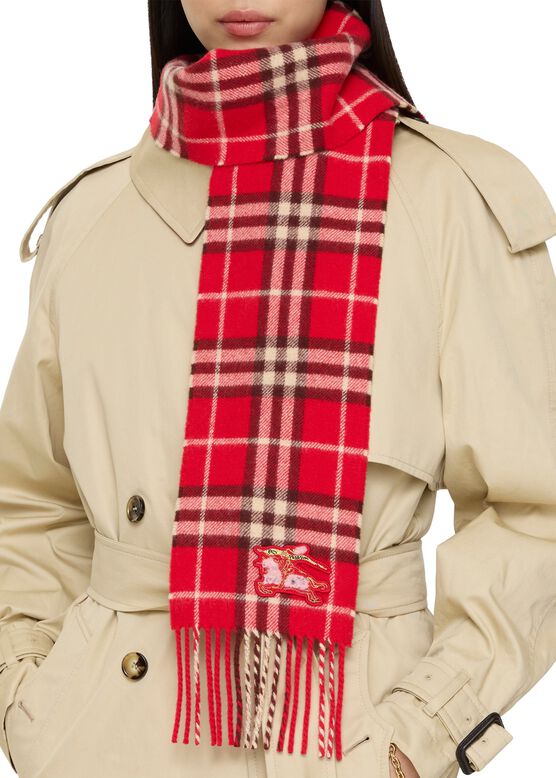 Narrow Check Cashmere Scarf, , hi-res