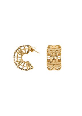 Gold-plated Check Hoop Earrings