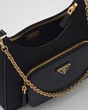 Re-Nylon and brushed leather mini-bag, , hi-res