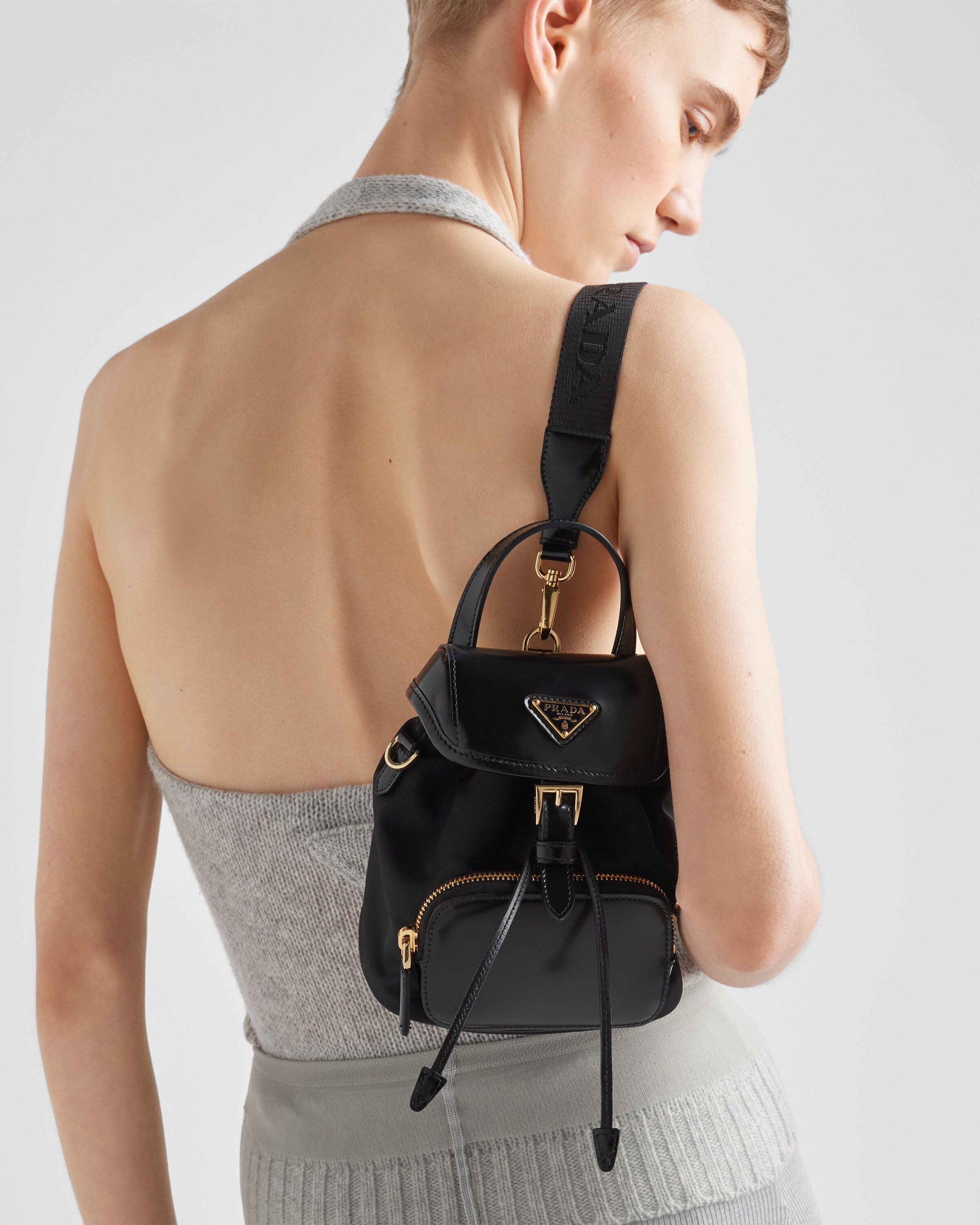 Prada Small Re Nylon and brushed leather backpack Backpack Heathrow Reserve Collect