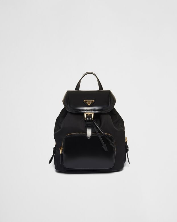 Medium Re-Nylon and brushed leather backpack, , hi-res