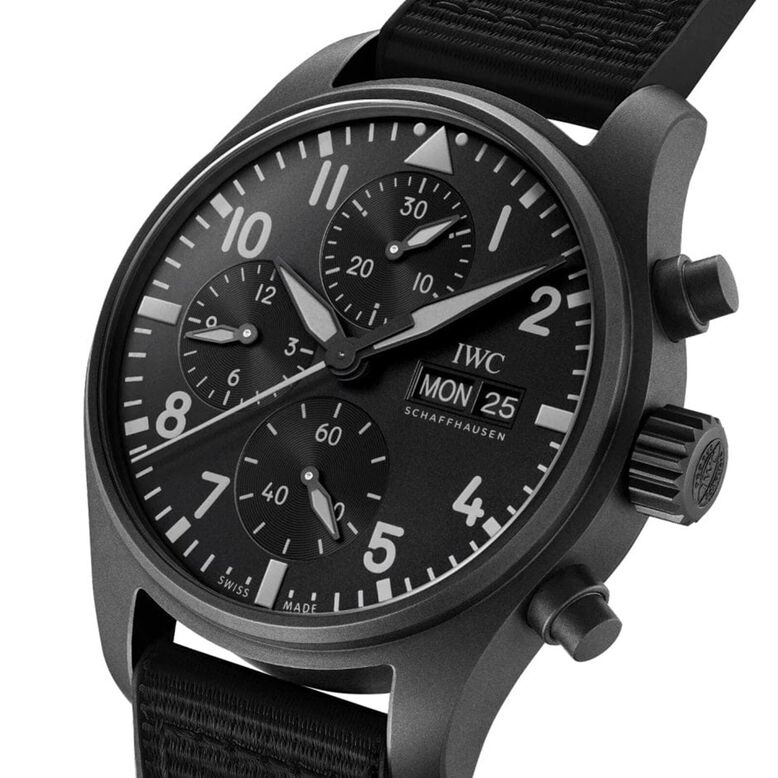 Pilot&#39;s Chronograph Top Gun Ceratanium 41mm Mens Watch Black, , hi-res