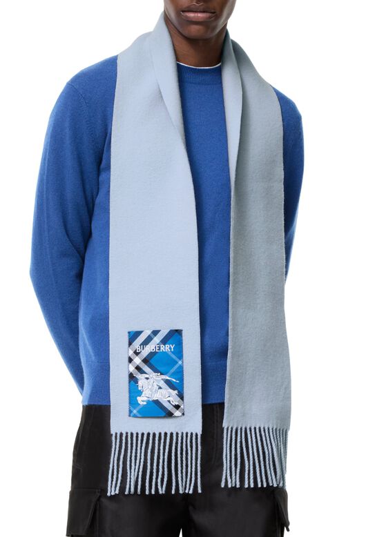 Narrow Check Label Cashmere Scarf, , hi-res