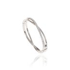 Crystal Plait Bangle  - Silver