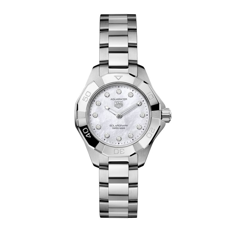 Aquaracer Professional 100 Solargraph 28mm Ladies Watch White Mother Of Pearl, , hi-res
