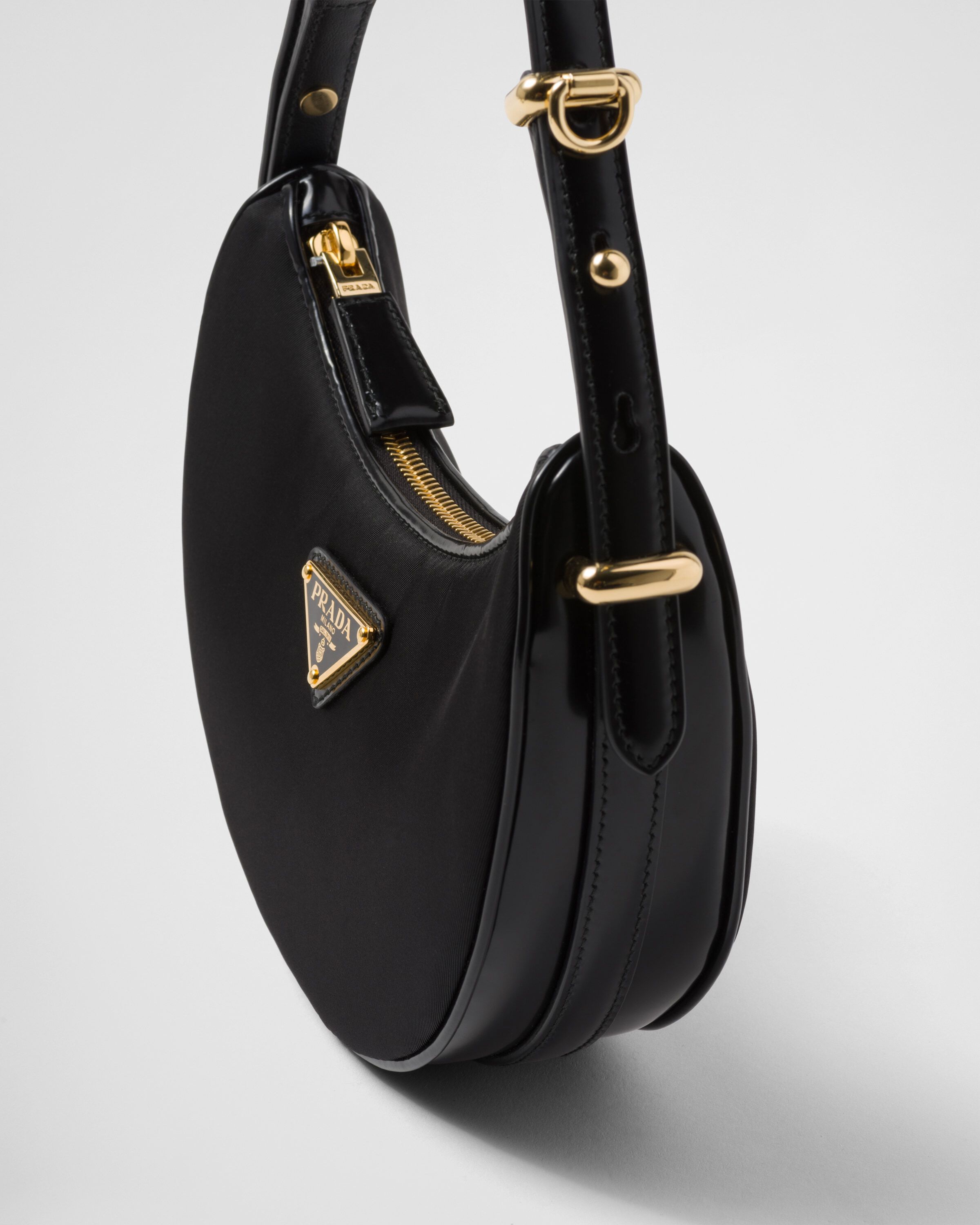 Prada Arque Re Nylon and brushed leather mini shoulder bag