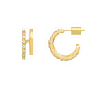 Double Loop Hoops With CZ Gold Plate 