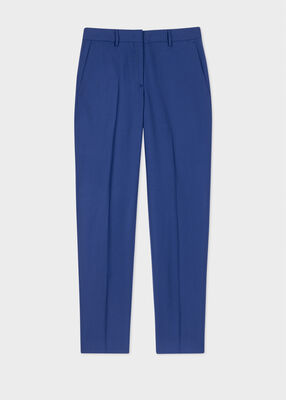 A Suit To Travel In - Women's Tapered-Fit Cobalt Blue Wool Trousers
