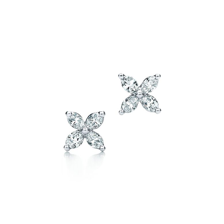Tiffany Victoria® earrings in platinum with diamonds, mini. - Size Mini, , hi-res