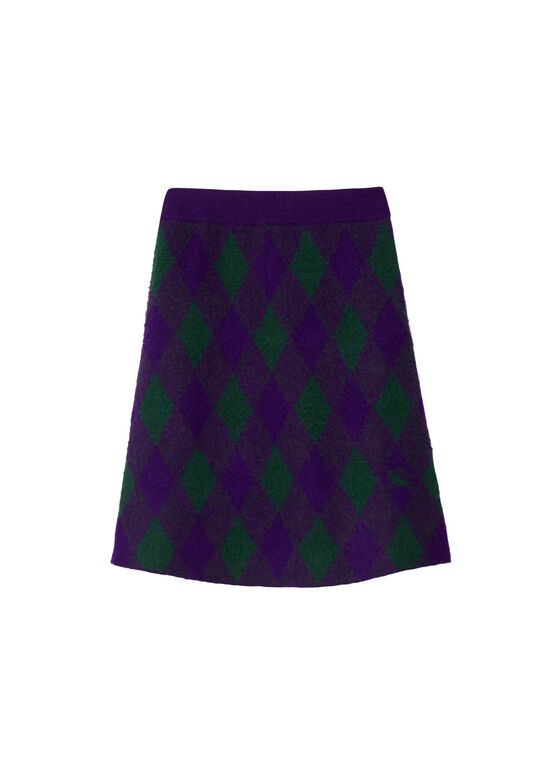 Argyle Wool Skirt, , hi-res