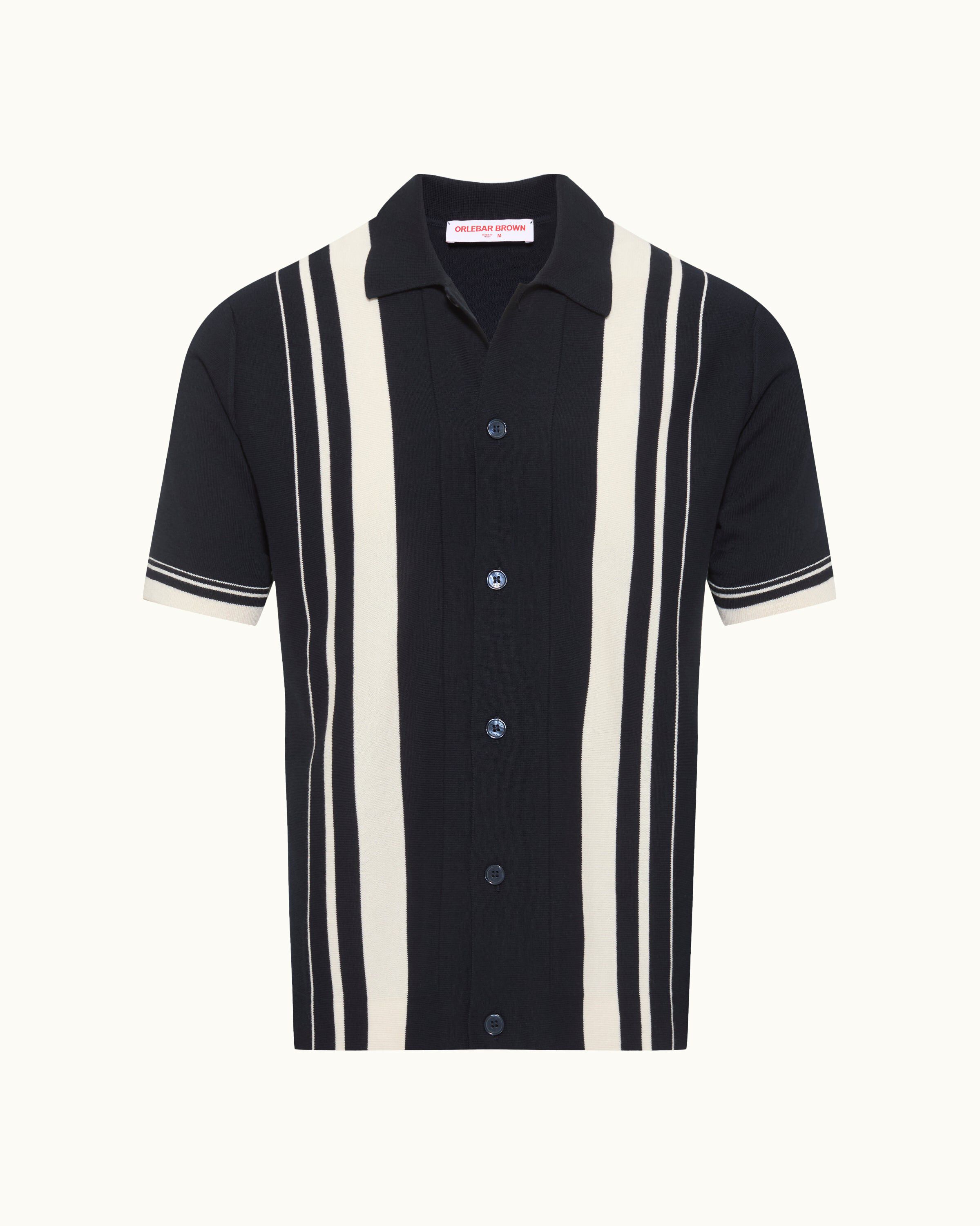 Orlebar Brown Tiernan Border Stripe Night Iris/White Sand Shirts