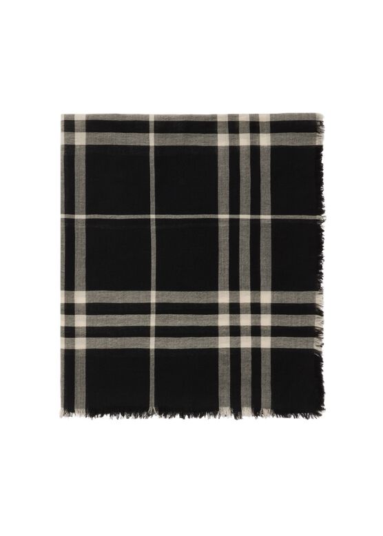 Wide Check Wool Scarf, , hi-res