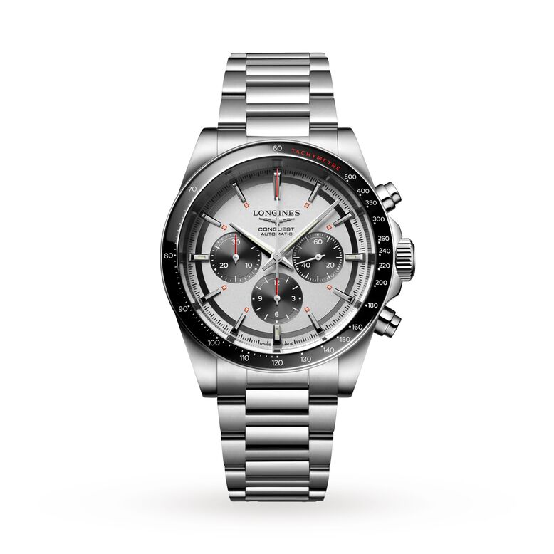 Conquest Chronograph 42mm Mens Watch Silver, , hi-res