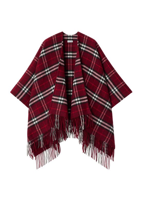 Check Wool Cashmere Cape, , hi-res
