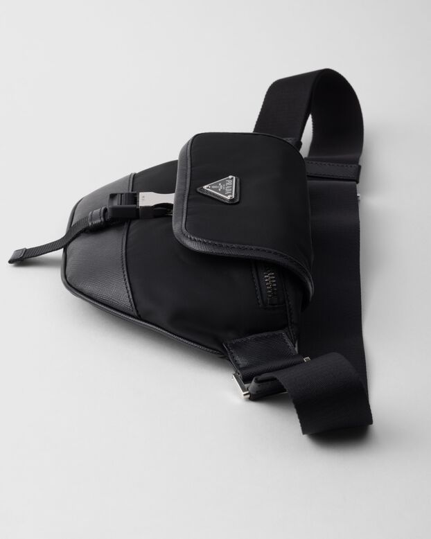 Re-Nylon and Saffiano leather shoulder bag, , hi-res