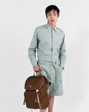 Re-Nylon and leather backpack, , hi-res