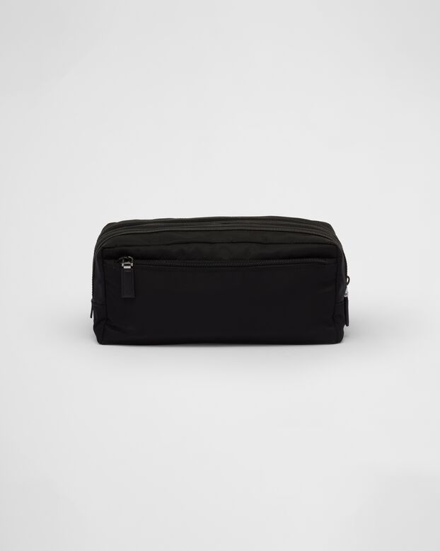Re-Nylon and Saffiano leather travel pouch, , hi-res