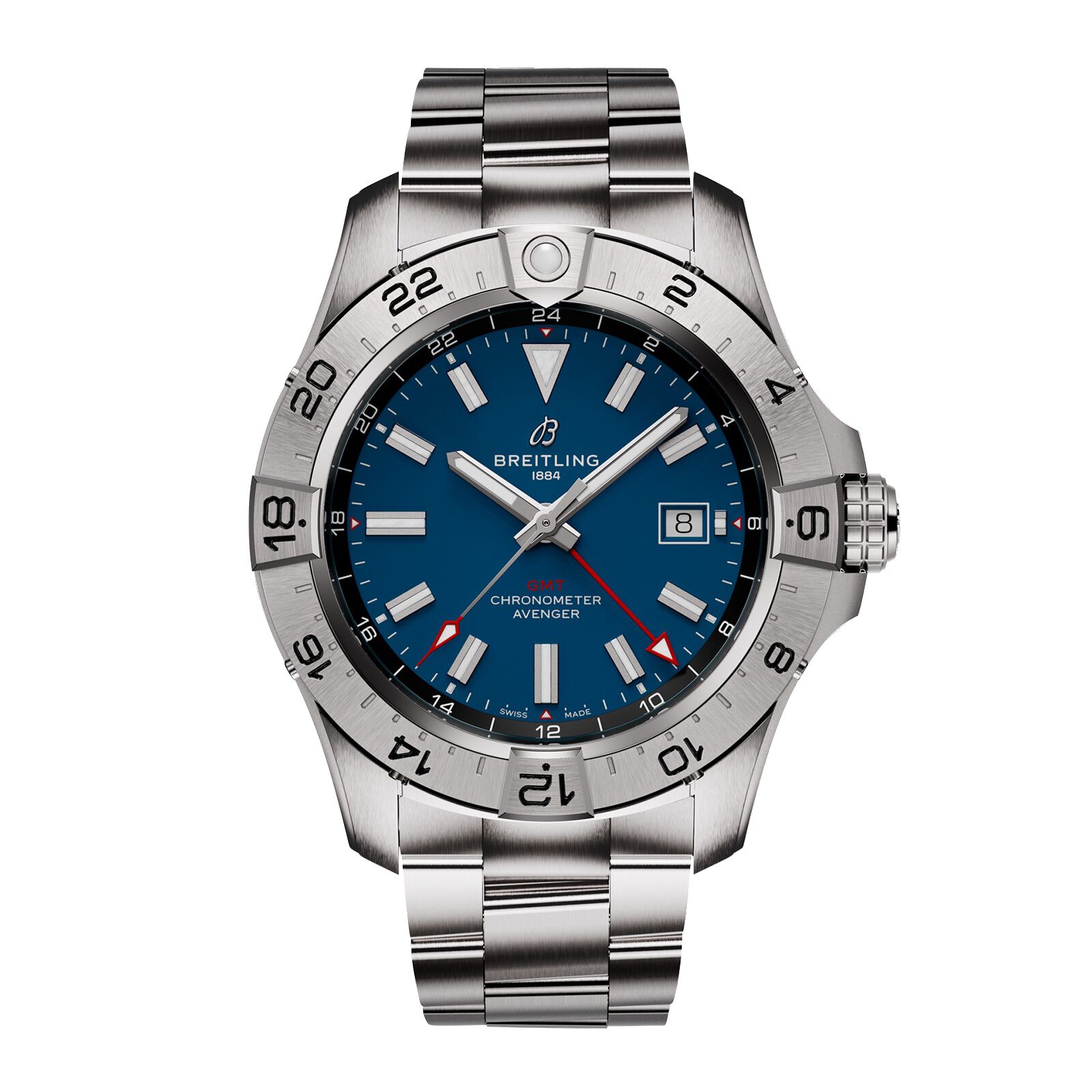Breitling Avenger Automatic GMT 44mm Mens Watch Blue Stainless