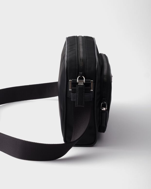 Small Re-Nylon and Saffiano leather shoulder bag, , hi-res