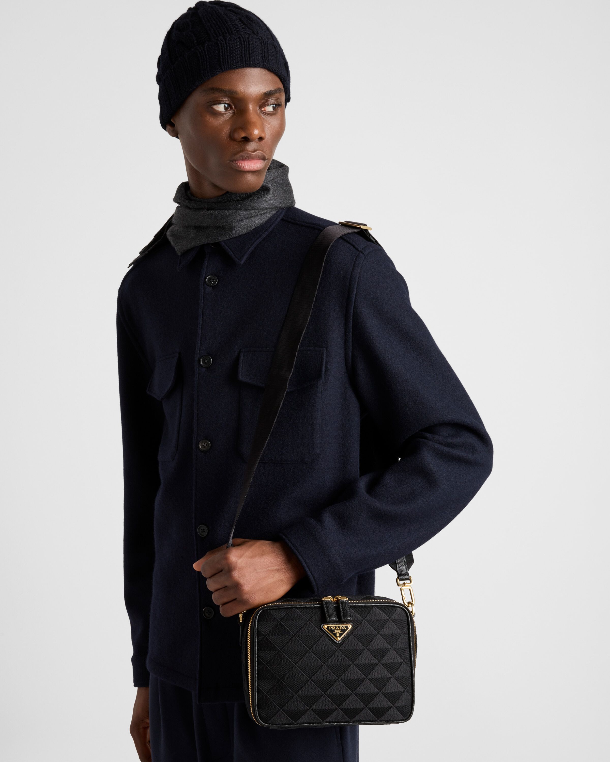 Prada Brique embroidered fabric bag