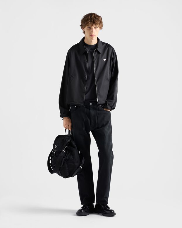 Re-Nylon and leather backpack, , hi-res