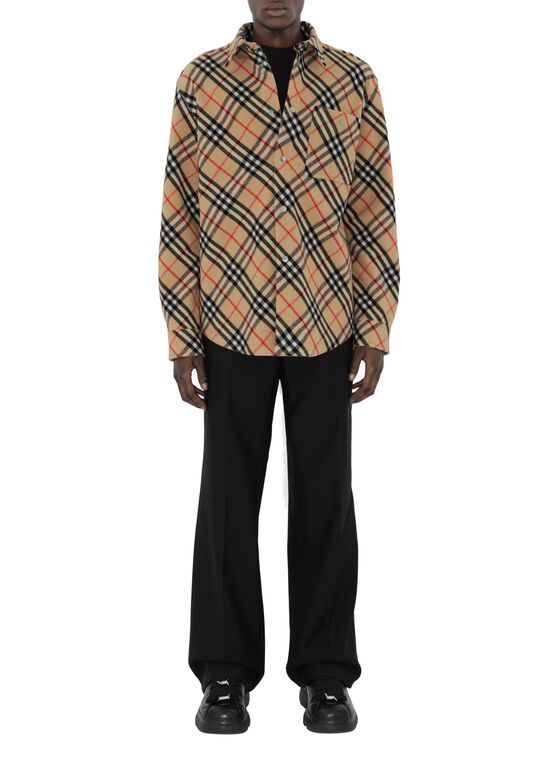Oversized Check Wool Shirt, , hi-res